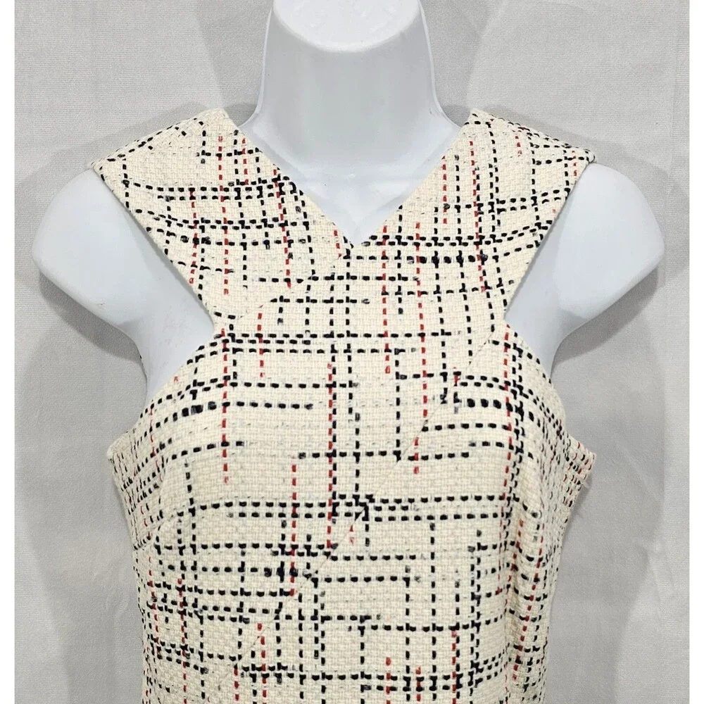 New Banana Republic Women's Mini Dress Ivory Tweed Halter Twee Mod Preppy Size 0 - Picture 5 of 16